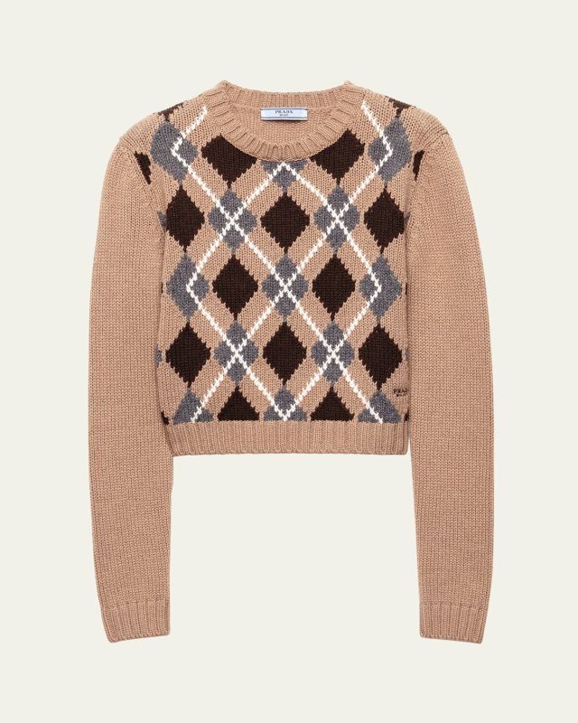 Cashmere Argyle Crewneck Sweater
